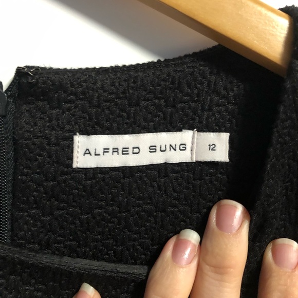 Alfred Sung “Jacquard” Black Dress Size 12 - Picture 6 of 8